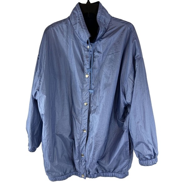 Weather Solutions‎ Mens Size L Navy Blue Reversible Loose Fit Rain Jacket Chore - Picture 5 of 12